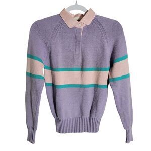 Merona Sport Vintage Pastel Collared Sweater Women's Medium Purple Preppy 90's